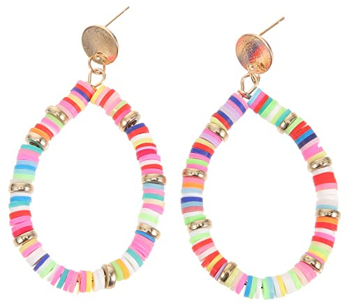 USHOBE Böhmische bunte Tonperlen-Creolen, runde Polymer-Ton-Tropfenohrringe, Perlen-Tropfen-Ohrhänger, Sommer-Surfer-Strandurlaub-Schmuck für Frauen und Mädchen
