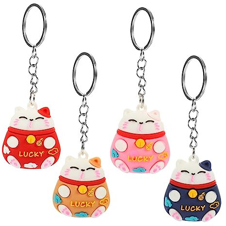 Cabilock 4stücke Bunter Katzen Schlüsselanhänger Aus Langlebiger Legierung Kreative Winkekatze Bag Pendant Praktisches Geschenk Für Katzenfreunde Handliche Taschenanhänger Für Alltag Und