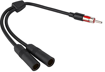 CGEAMDY Car AM FM Radio Antenna Splitter Adapter, 1 Male to 2 Female Y Adaptor Connector, 30.5cm Auto Radio Stereo Antenna Extension Cable, Vehicle Accessories Universal for Truck, SUV, and More