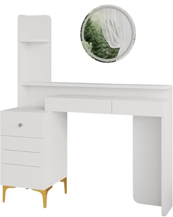 Vicco Schminktisch Weiß Garant 116x137x39.5 cm - Frisiertisch, Aufgeräumter Look – Beauty-Zone wirkt ruhig und professionell