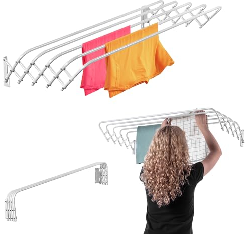KADAX Stendibiancheria pieghevole per lavanderia, asciugatrice salvaspazio in metallo, parete a fisarmonica allungabile, appendiabiti per interni (100 cm)
