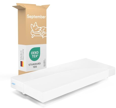 September – Matratze 90x220 cm Komfortschaum mit 14 cm Höhe – Komfortschaummatratze mittelweicher Härtegrad H2/H3 für Betten, Boxspringbetten – Oeko-TEX® Standard 100 zert. – Bezug bei 60°C waschbar