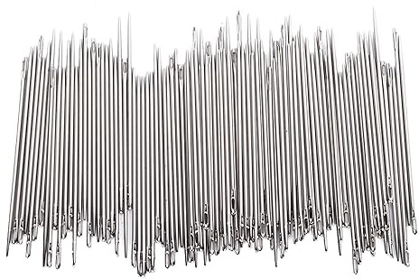 Aguja de Coser para Cuero, Ojo Ovalado, Duradera, Resistente Al óxido, Punta de Aguja Roma, Alta Resistencia, 100 (100 piezas pequeñas (0,03 x 1,7 pulgadas de)