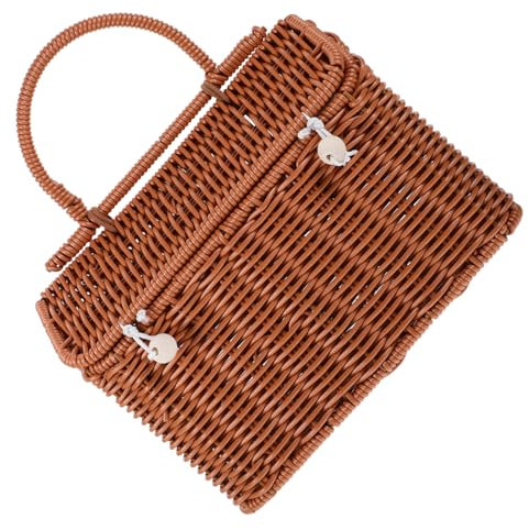 Healvian Pflanzkorb Picknickkorb mit Griffen portable shopping bag handtasche geflochten Geldbörse Einkaufstasche für Gewebte Tragetasche Gewebte Handtaschen für Damen 2024 tragbar