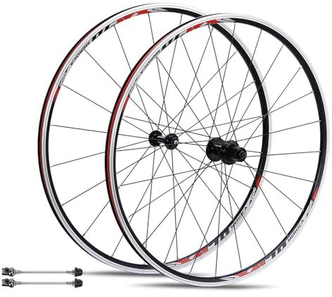 LSRRYD 700C Laufradsatz Rennrad Vorderrad Hinterrad Laufrad Satz Schnellspanner Versiegelte Lager Nabe 8 9 10 11 Gang Kassette C/V Bremse Fahrrad Zubehör (Color : Black, Size : 700C)