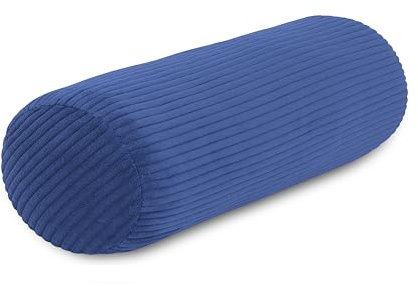 CozyKing Nackenrolle XXL Cord Blau Nackenkissen extra lang Öko-Tex 100 und 40°C waschbar - Nackenstütz-Kissen mit Bezug für Auto, Flugzeug, auf Reisen oder zum Lesen und Relaxen zu Hause - 15x70 cm