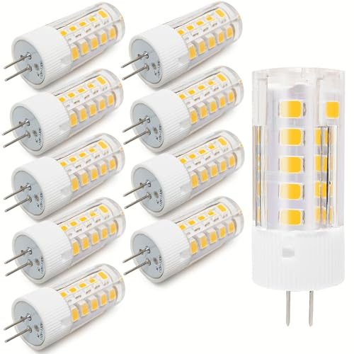 Tupolife 110V -120V G4 LED Bulb Bi-Pin Dimmable Base Light Bulbs Warm White 3000K 3W Equivalent G4 120V 35W Bulb, 130V LED G4 Bulb, 10-Pack