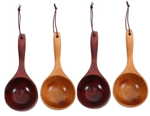Cabilock 4 Piezas Cuchara De Arroz Japonesa Cuchara Para Cucharón De Baño Cucharón De Riego Cucharón Para Servir Sopa Cucharón De Avena Cucharón De Sopa De Madera