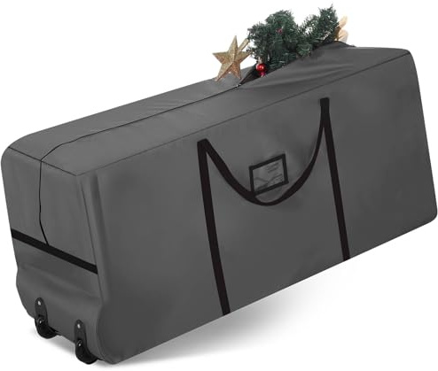 7.5 Ft Heavy Duty Christmas Tree Storage Bag 900d Oxford Fabric with Wheels and Reinforced Handles, Durable Xmas Storage Box for Disassembled Holiday Tree (7.5 ft,Grey)