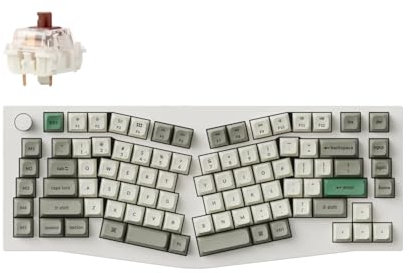 Keychron Q10 Max Kabellose Mechanische Tastatur, QMK/VIA programmierbarer Knopf, 2.4 GHz/Bluetooth/Kabel, RGB LED, Aluminium Ergonomisch für Mac Windows, Gateron Brown Switch - Weiß
