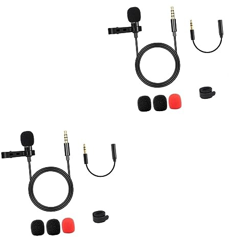 Yardenfun 2stücke Clip Lavalier Mikrofon Für Smartphone Pc Omnidirektionales Mini-mikrofon Tragbar Mit Kabel Für Klare Audioaufnahme Bei Interviews Vlogging Und Präsentationen Schwarz