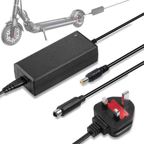 JIZZU Electric Scooter Charger 42V 2A UK, Electric Bike Charger for Xiaomi, Electric Bike Lithium Battery Charger for DC 5.5 * 2.5/2.1mm Connection, Electric Scooter Ebike Charger for 36V Battery