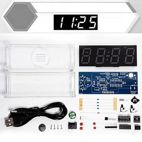 Build Your Own Digital Clock Kit with LED Modules Learn Circuit Principles and Electronics Skills (White)