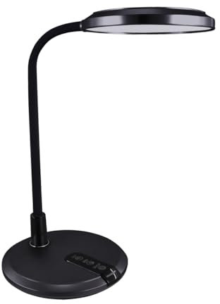 Licht-Erlebnisse LED Schreibtischlampe Touch Dimmer 40 cm hoch Farbwechsel Schwanenhals 780 lm Modern Schwarz Tischleuchte Arbeitszimmer Leselampe Büro