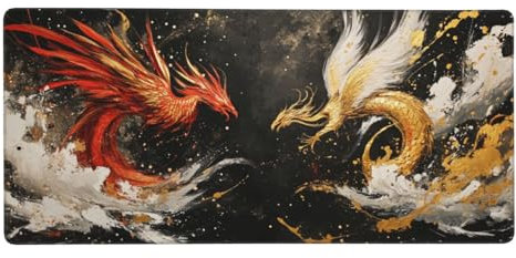39.3 x 19.6 x 0.12 inch Large Mouse Mat Abstract,Desk Pad Dragon Gaming Mouse Pad Large 100 x 50 cm,Extended Mousepad with Stitched Edges,Keyboard Mat with Anti-Slip Rubber Base,Gifts for Man -Y1774