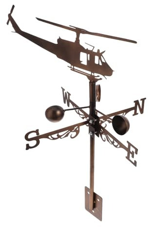 Toddmomy Girouette Décorative en Forme Dhélicoptère en Fer Forgé Chic Ornement De Jardin Indicateur De Direction du Vent