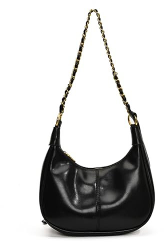 LYEAA Borsa a tracolla retrò da donna a mezzaluna Borsa a tracolla casual di capacità Tracolla regolabile Borsa a tracolla morbida Borsa da lavoro da viaggio femminile (Nero)