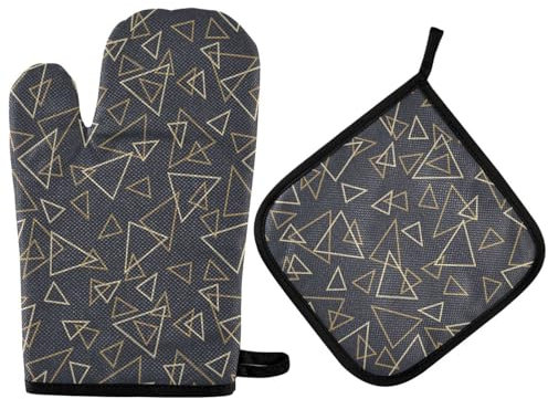 2 presine triangolari irregolari e guanti da forno resistenti al calore, 2 pezzi, per cottura in cucina, barbecue