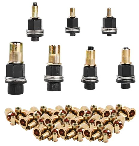 7 Pezzi di Dadi per Rivetti, Rivetti Filettati per M3, M4, M5, M6, M8, M10, M12, Dadi a Inserto, Dadi per Rivetti Ciechi, Dadi a Strappo Set di Utensili per Rivettare a Mano con 70 Pezzi Dadi