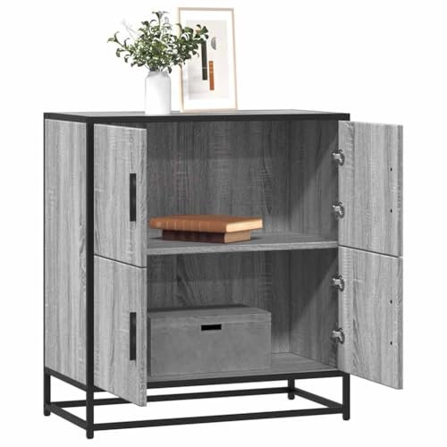 MOBCANT Sideboard, Buffetschrank Vorratsschrank Storage Cabinet Barschrank Geeignet für Foyer Wohnbereich Küche Schlafzimmer Grau Sonoma 68x35x76 cm Holzwerkstoff