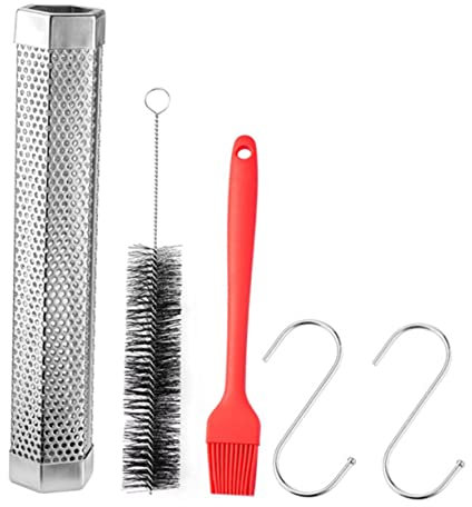 GALPADA Tubo Affumicatore Barbecue Acciaio Inox Da Con Spazzola Colorata Casual Strumento Robusto Per Bbq e Affumicatura Carne