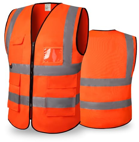 Hi Vis Vests for Women Men High Visibility Reflective Safety Vests Breathable With Pocket Zipper for Build Oudoor Work Meet ANSI/ISEA Standard