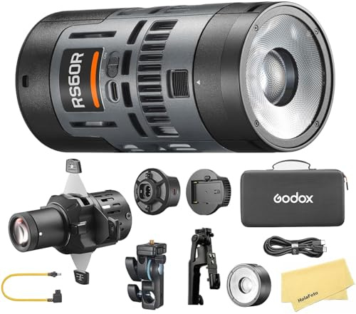 Godox RS60R 1K Kit RGB LED Monolight con Controllo Bluetooth e DMX, CCT 1800K-10000K, CRI/TLCI Elevato 95+, 14 Modalità FX, Design Compatto per Studio Creativo, Fotografia, Illuminazione in Esterni