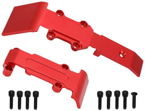 Aluminum Front & Rear Skid Plate Set for 1/16 E-Revo VXL 71054, Slash 4WD 70054, Summit 72054 - Replaces #7037 - RC Car Underbody Protection Guard (Red)