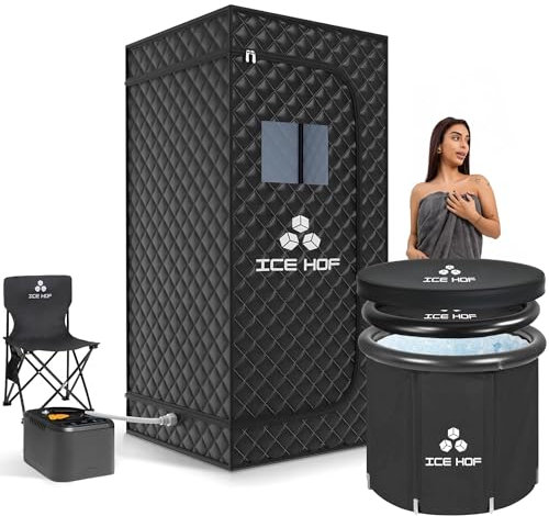 IceHof ® Bañera de Hielo Plegable para Adulto tamaño extra ø80 x 80cm, Bath, Bañera Portatil, Hinchable, Cold Plunge, Ice Tub y Sauna Portátil De Vapor, Sauna Seca Portátil, Sauna Exterior, Sauna Home