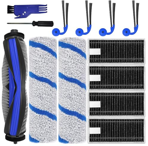 X11 accessori set per ECOVACS DEEBOT X11 OmniCyclone/X9 Pro Omni robot aspirapolvere, pezzi di ricambio: 1 spazzola principale, 2 rulli di pulizia, 4 spazzole laterali, 4 filtri,2 brosses de nettoyage