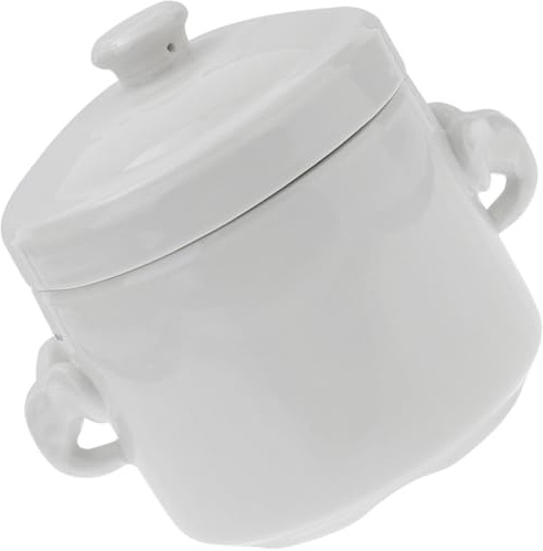 FOMIYES Olla de Cerámica para Guisos 620 Ml con Tapa, Cuenco para Sopa al Vapor, Recipiente Decorativo Resistente y Fácil de Limpiar, Adecuado para Cocina y Servir en Hogar