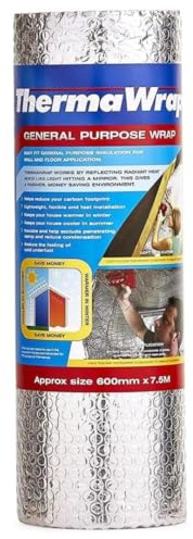 General Purpose Insulation Wrap ThermaWrap 600mm x 7.5m | Multi-Purpose Reflective Foil Insulation | Ideal for Attics, Lofts, Sheds & Garages | Energy Saving Barrier