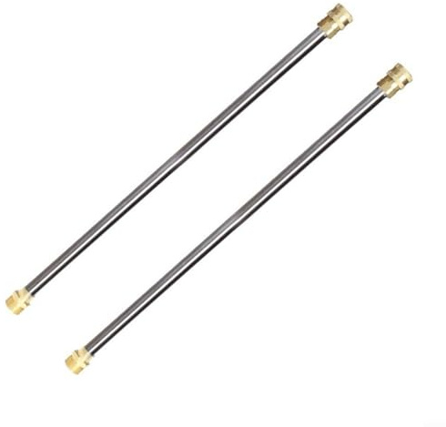 Glewi Paquete de 2 varitas de extensión de acero inoxidable para lavadora a presión de hasta 4000 PSI con conexión rápida M22, lanza de pulverización de poste largo de 43 cm (M22-43 cm)