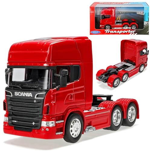 Welly Scania R-Serie R730 V8 3 Achsen Rot Ab 2005 Zugfahrzeug LKW Truck 1/32 Modell Auto