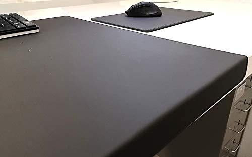 Gewinkelte Schreibtischunterlage mit Kantenschutz + Mousepad Echt Leder Schwarz 60 x 38cm Echt Rindsleder glatt