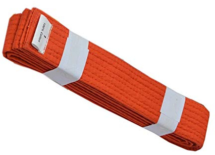 IBEX Cinturones de karate de taekwondo para niños y adultos, de 215 a 300 cm (verde, naranja, morado, rojo, amarillo, blanco), naranja, 3-245cm