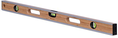 Kaleas Bambus Wasserwaage verfügbar in 40cm / 70cm / 100cm, mit 3-fach Libellen 0.5mm/m, massives Bambus-Leimholz, Schutzkanten aus Aluminium, robuste Endkappen, rundum ablesbar (100cm)