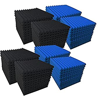 STCK Premium Noppenschaumstoff,akustikschaumstoff Platten,(ca.50cm x 50cm x 5cm),Akkustikschaumstoffmatten selbstklebend für Wand,für Boxen/Akustikschaumstoff,Schwarz/Blau (Größe : 50cm/19.84in)