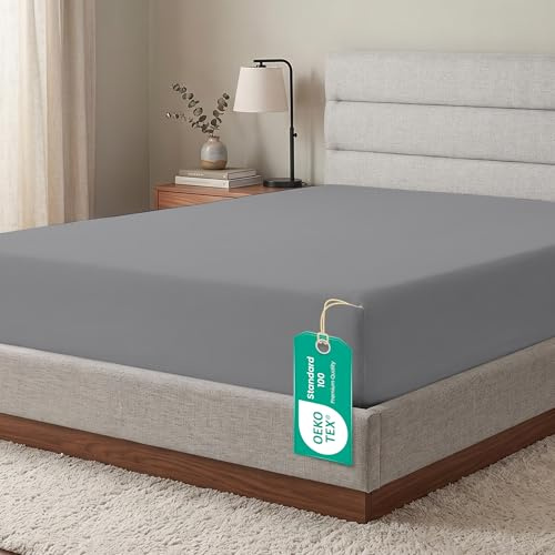 Linens World Egyptisk bomull 4FT dra-på-lakan andas, antirynkor 40 cm djup ficka 200 trådtäthet grå sängkläder och linne 122 x 190 cm litet dubbelanpassat lakan 3/4 lakan monterade