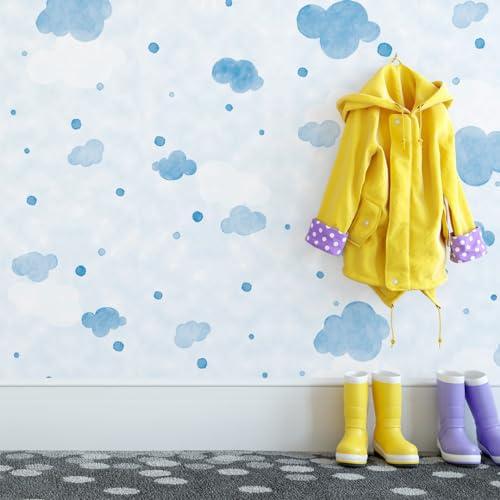 GOYAPRINT Selbstklebende Tapete für Wand, Möbel, Küche, Schlafzimmer, dekoratives Vinyl, 40 x 250 cm (Blaue Wolken)