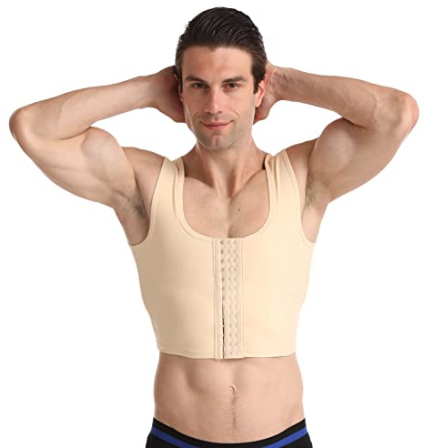 BaronHong Body Shaper Petto Binder Compressione Piatta 3 File Chiusura Busto Corsetto Gilet(Skintone,M)