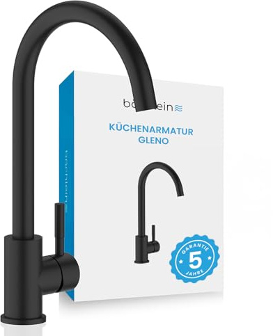 Bächlein Rubinetto da Cucina Girevole a 360 Gradi Nero Opaco Rubinetto per Lavello a Una Mano con Canna Girevole a 360° Rubinetto Dell'acqua per la Cucina con Finitura Extra Solida