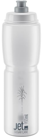 Elite JET GREEN Klar Grau Logo 950 ml – Umweltfreundliche Fahrrad-Trinkflasche, Ultraleicht und BPA-frei – Biologisch abbaubar für Radsport MTB Gravel