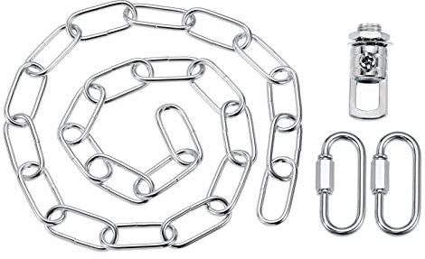 YOKIVE 1 Set Pendant Light Fixture Chain, 4mm Thick Chandelier Hanging Link with Connector Hooks Ring, Great for Ceiling Lights, Lamps (Silver, 36-Inch)