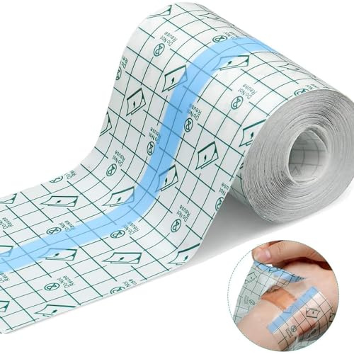 ANAMPION Pansement Tatouage Waterproof 10cm*5m, Rouleau de Film Imperméable Antibactérien Bandages,Transparent Pansement Bandage pour Tatouages Fixer Plaster Stretch Fixation