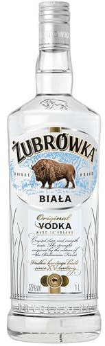 Żubrówka Biała Vodka | 37.5% ABV | 1 Litre | Made in Poland | Pure & Smooth | For Cocktails & Mixing