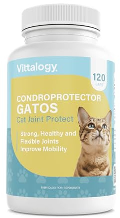 VITTALOGY Chondroprotektor für Katzen, entzündungshemmend, natürlich mit Kollagen, Chondroitin, Hyaluron und Kurkuma, Nahrungsergänzungsmittel für Hüften, Gelenke und Knorpel, 120 Kapseln