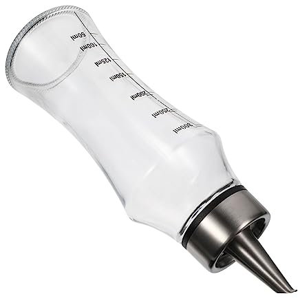 BESTonZON Dispensador De Aceite Acero Inoxidable Botella De Vidrio Para Aceite y Vinagre Escala Para Cocina y Mesa