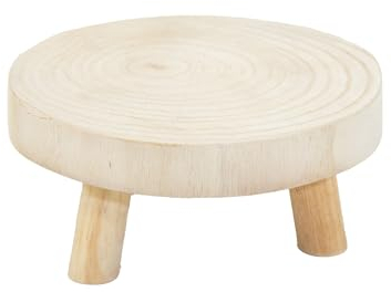 Spetebo Supporto per piante in legno naturale rotondo – 20 cm / piccolo – Sgabello per fiori in legno con 3 piedi – Sgabello per piante fiori – Piatti decorativi