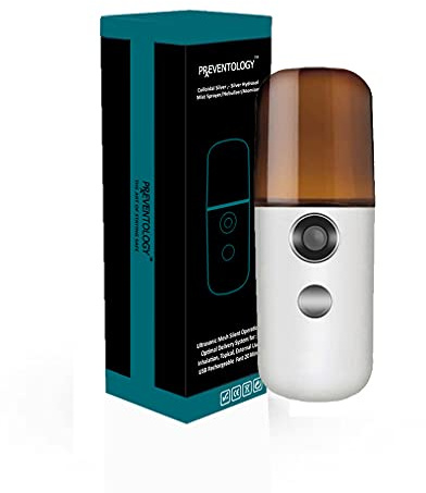 Preventology Colloidal Silver Mist Sprayer - Rechargeable Ultrasonic Mesh - Silent Operation